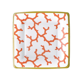 Caspari Salad/Dessert Plates: The Coral Sea - Square